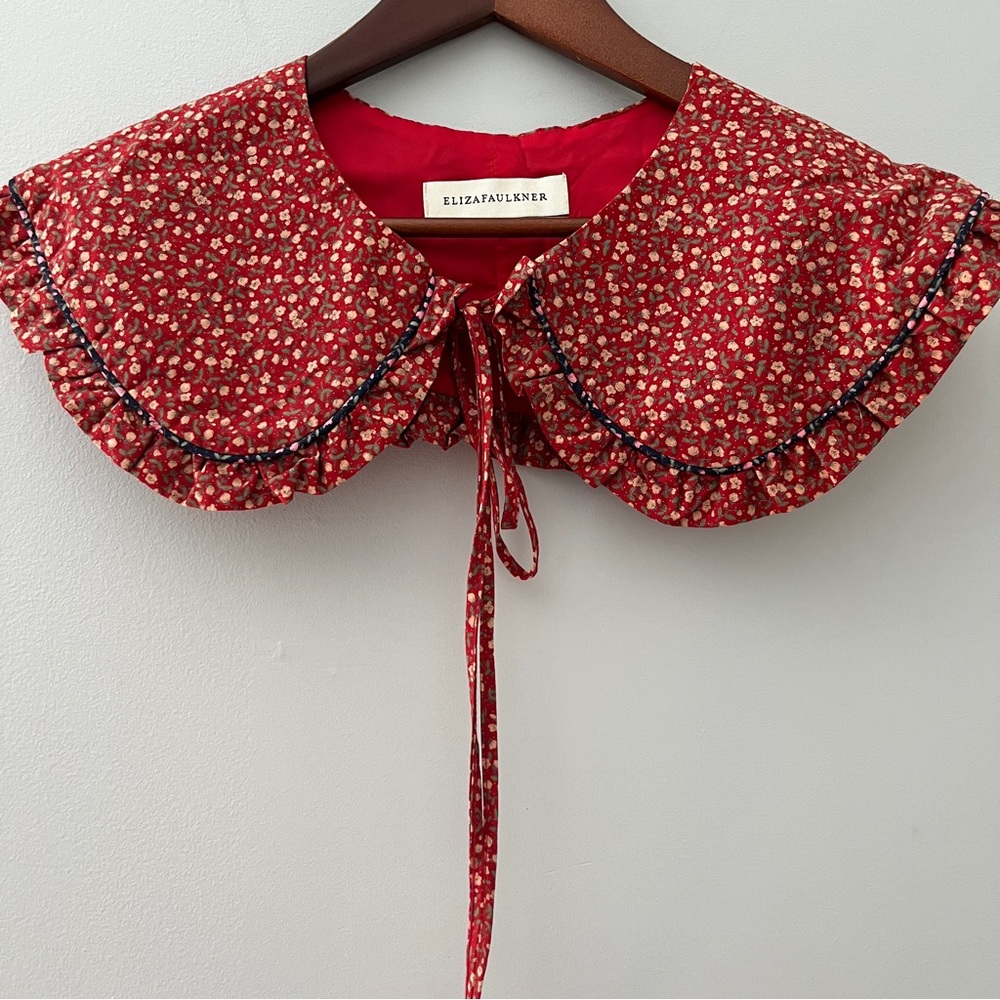Eliza Faulkner Red Floral Detachable Peter Pan Collar